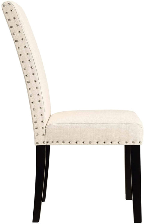 Oakestry Parcel Modern Upholstered Fabric Two Dining Chairs with Nailhead Trim in Beige