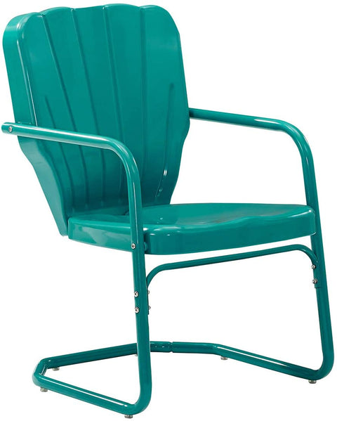 Oakestry KO10012TU Ridgeland Retro Metal 3-Piece Seating Set with 2 Chairs and Side Table, Turquoise