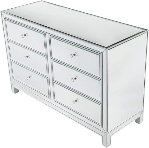 Elegant Decor Dresser 6 Drawers 48in. W x 18in. Din. x 32in. H in Antique Silver Paint