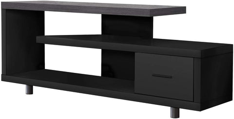 TV STAND - 60 inches L / BLACK / GREY TOP WITH 1 DRAWER