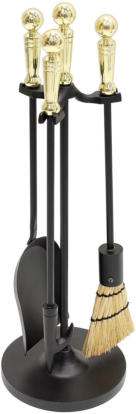 Oakestry Holden 3-piece Mini Fireplace Stove Tool Set, Polished Brass