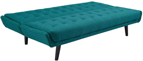 Oakestry Glance Mid-Century Modern Upholstered Fabric Convertible Futon Sofa Bed Couch In Teal