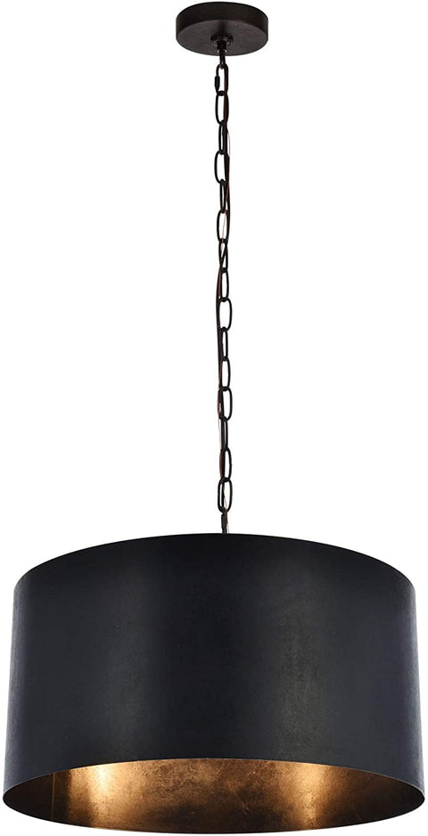 Oakestry LD6015D20 Miro 3 Light 20&#34; Wide Pendant with an Aluminum Shade, Vintage Black