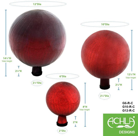 Oakestry G12-RD-C Gazing, Red 12 inch Glass Garden Globe Ball Sphere, 12