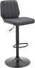 Oakestry Sabine Adjustable Swivel Gray Faux Leather and Black Metal Bar Stool