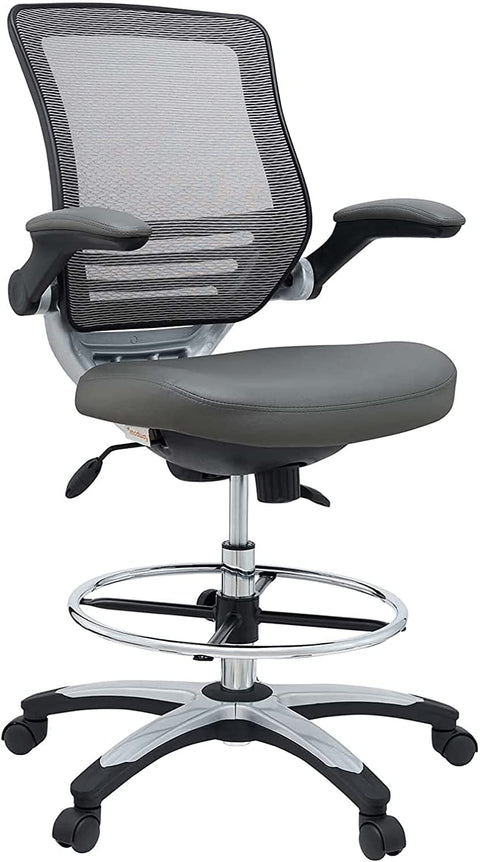 Oakestry Edge Drafting Chair - Reception Desk Chair - Flip-Up Arm Drafting Chair in Gray