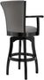 Oakestry Raleigh 26&#34; Counter Height Swivel Grey Faux Leather and Black Wood Arm Bar Stool