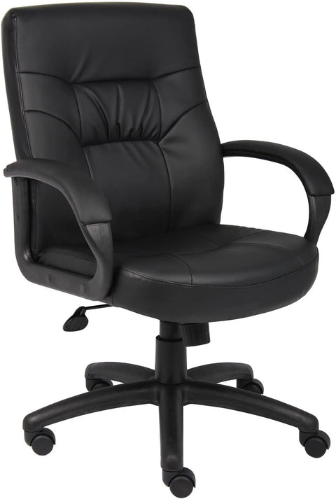 Oakestry Executive Mid Back LeatherPlus Guest Chair in Black