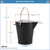 Oakestry Fireplace Ash Can Bucket Pail, Black with Polished Brass