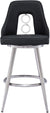 Oakestry Ruby Contemporary 26&#34; Counter Height Barstool in Brushed Stainless Steel Finish and Black Faux Leather