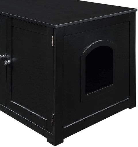 Oakestry MDF and Painted Finish Kitty Litter Loo Bench with Framed Panels and Arched Doorway - Black