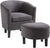 Oakestry Take a Seat Churchill Accent Chair with Ottoman, Dark Gray Microfiber