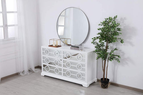 Elegant Decor 60 in. Mirrored six Drawer Cabinet in White