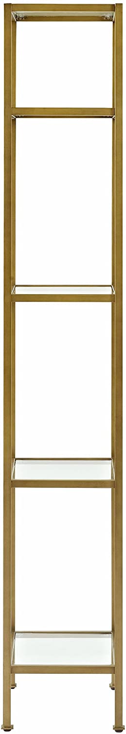 Oakestry Aimee Narrow Etagere Bookcase - Gold and Glass