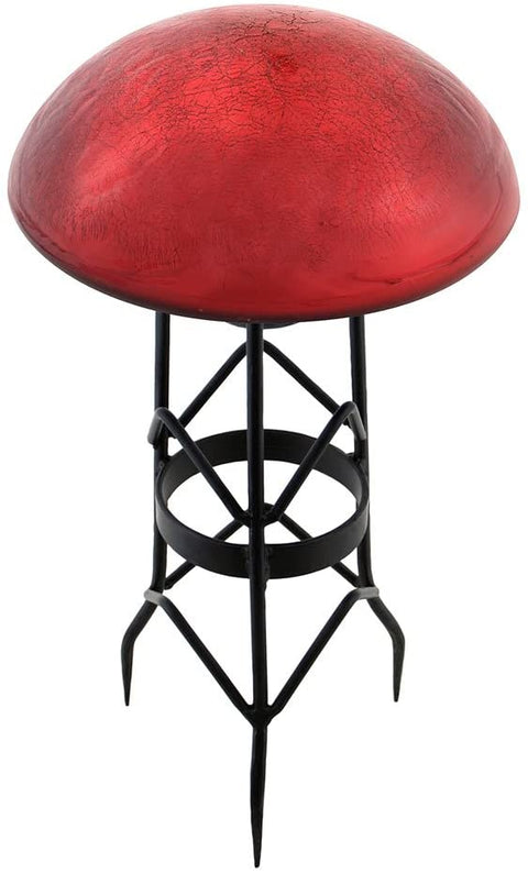 Oakestry Glass Toadstool Mushroom Gazing Ball, Red