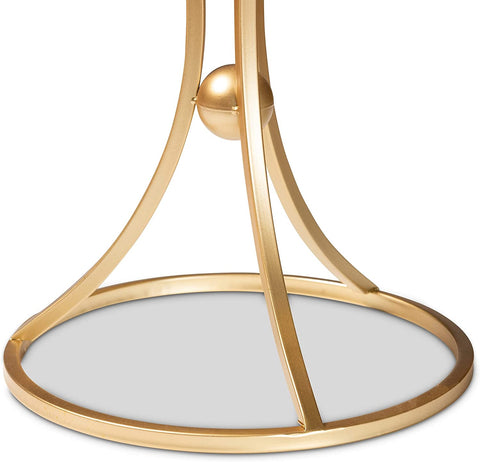 Oakestry Tarmon Modern and Contemporary Gold Finished Metal End Table with Marble Tabletop