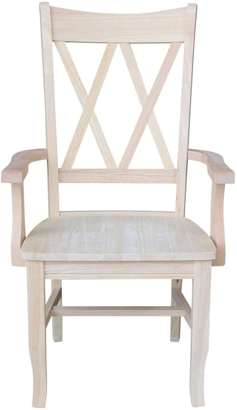 Oakestry Double X-Back Arms Dining Chairs, Height, Unfinished