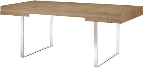 Oakestry Tinker Contemporary Modern Wood and Stainless Steel Office Desk With Two Drawers in Natural