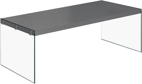 Oakestry , Coffee Table, Tempered Glass, Grey Cement, 44&#34;L