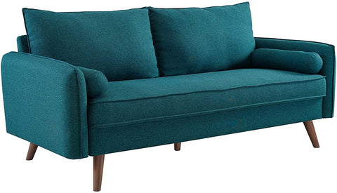 Oakestry Revive Contemporary Modern Fabric Upholstered Sofa In Teal