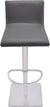 Oakestry Crystal Swivel Adjustable Barstool in Grey Faux Leather and Brushed Stainless Steel Finish