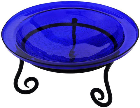 Oakestry Crackle Glass Bowl, 12-in, Cobalt Blue