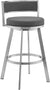 Oakestry Roman 30&#34; Gray Faux Leather and Brushed Stainless Steel Swivel Bar Stool