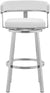 Oakestry Lorin 30&#34; White Faux Leather and Brushed Stainless Steel Swivel Bar Stool