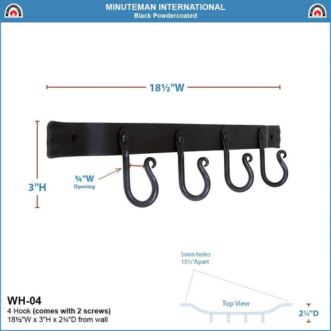 Oakestry, Four Hook Wall Bracket, Black