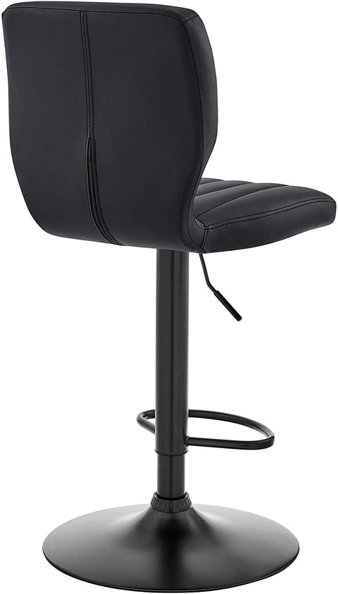 Oakestry Bardot Adjustable Height Black Faux Leather Swivel Bar Stool