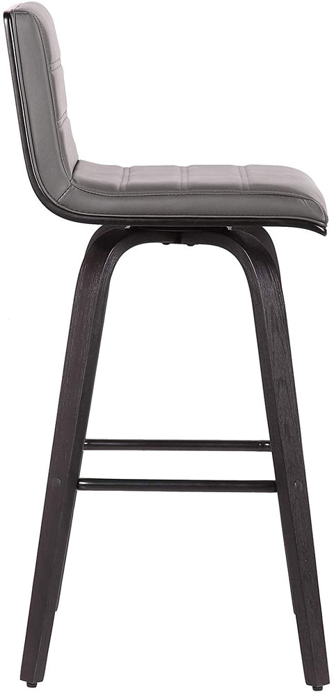 Oakestry size color options Vienna 30&#34; Bar Height Barstool Brushed Wood Finish Faux Leather, Grey/Black