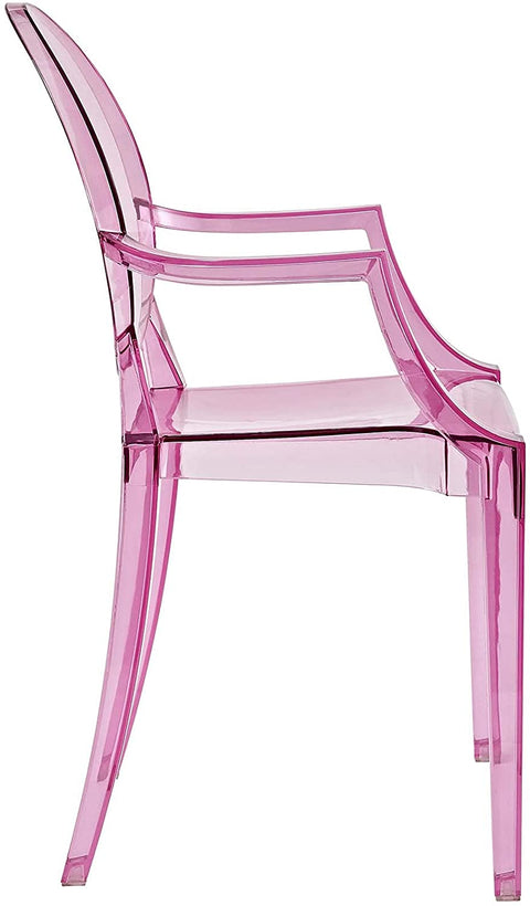 Oakestry Casper Modern Acrylic Stacking, Two Dining Armchairs, Pink