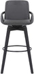 Oakestry Baylor Swivel Wood Bar or Counter Stool in Faux Leather, Gray/Black, 30&#34; Bar Height