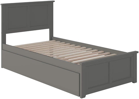 Oakestry Madison Platform Bed with Matching Foot Board and Twin Size Urban Trundle, Twin, Grey
