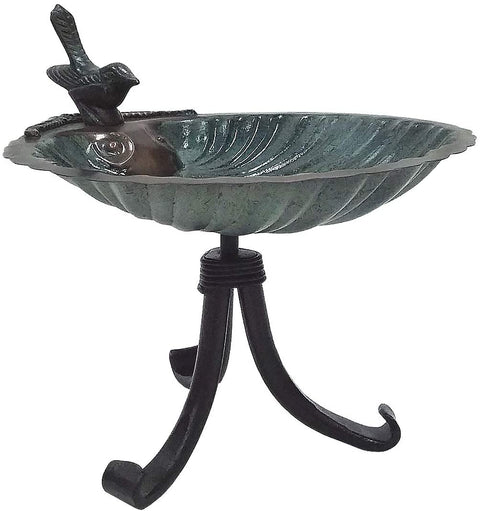 Oakestry Scallop Shell Birdbath and Feeder with Stake