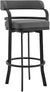 Oakestry Prinz 30&#34; Bar Height Swivel Grey Faux Leather and Black Metal Bar Stool
