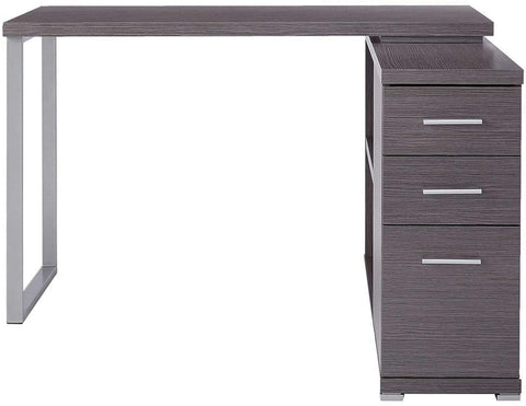 Oakestry Computer L-Shaped-Left or Right Set Up-Contemporary Style Corner Desk with Open Shelves and Drawers, 48&#34; L, Grey