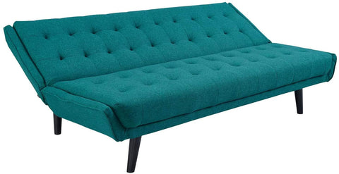 Oakestry Glance Mid-Century Modern Upholstered Fabric Convertible Futon Sofa Bed Couch In Teal