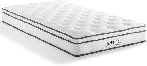 OakestryJenna 8” Innerspring and Memory Foam Narrow Twin Mattress With Individually Encased Coils White