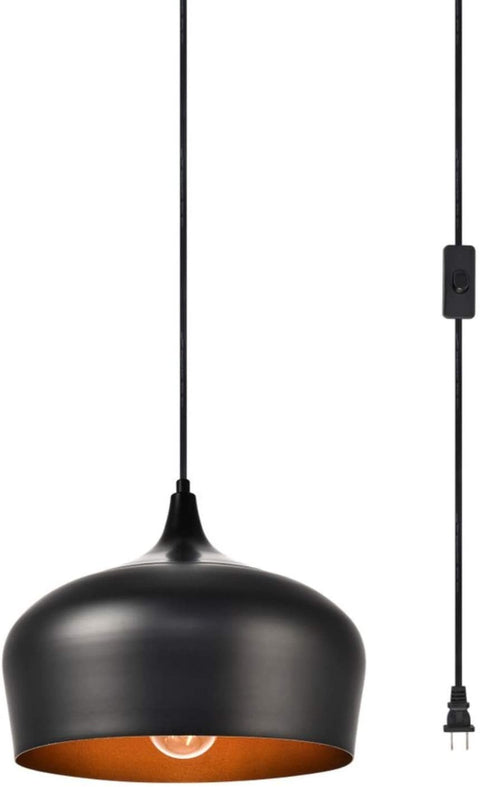 Oakestry Nora 1 Light Black Plug-in Pendant