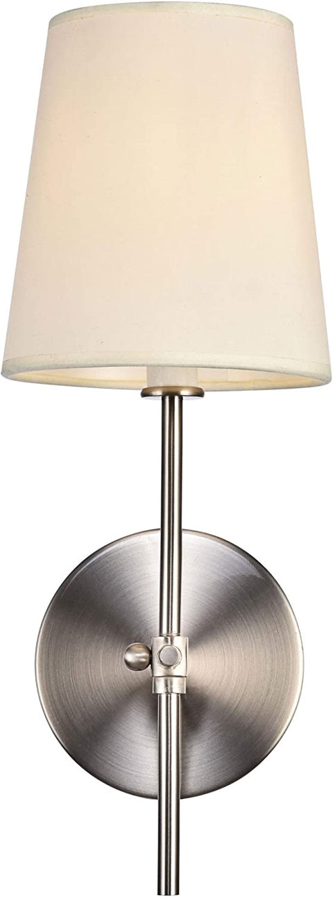 Elegant Lighting LD6004W6 Mel Single Light 15&#34; Tall Wall Sconce with a Fabric Sh, Burnished Nickel