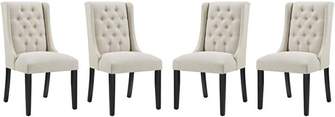 Oakestry Baronet Modern Tufted Upholstered Fabric Parsons Four Kitchen and Dining Room Chairs in Beige