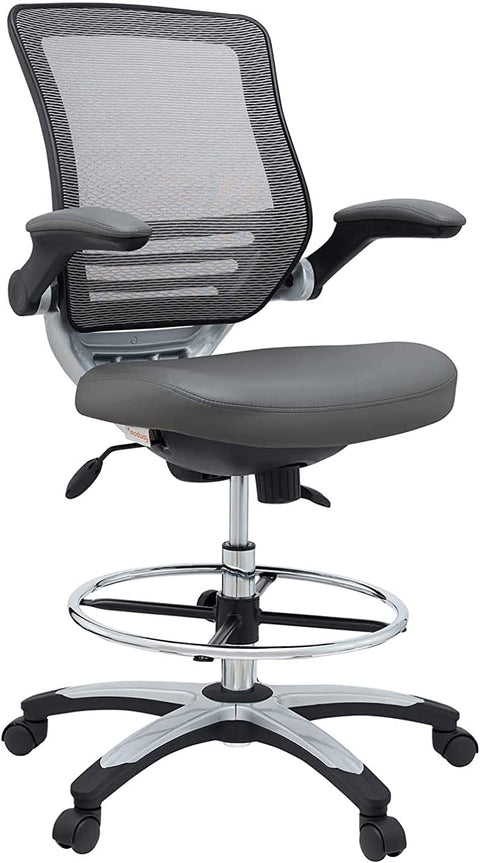 Oakestry Edge Drafting Chair - Reception Desk Chair - Flip-Up Arm Drafting Chair in Gray