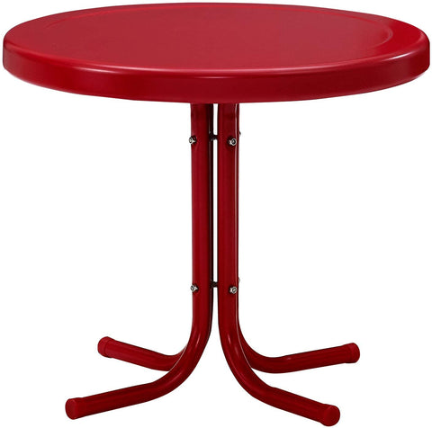 Oakestry KO10012RE Ridgeland Retro Metal 3-Piece Seating Set with 2 Chairs and Side Table, Red