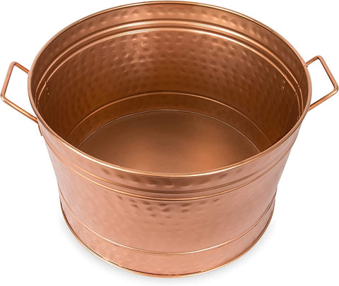 Oakestry round copper plated tub for farmhouse decor wine chiller beer bucket