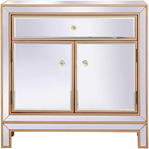 Elegant Decor 29 in. Mirrored Cabinet in Antique Gold