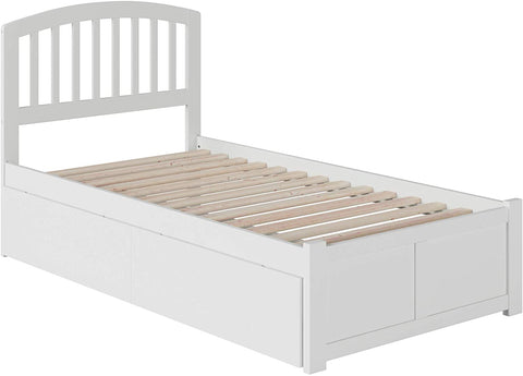 Oakestry Richmond Platform Bed with 2 Urban Bed Drawers, Twin bed, in White