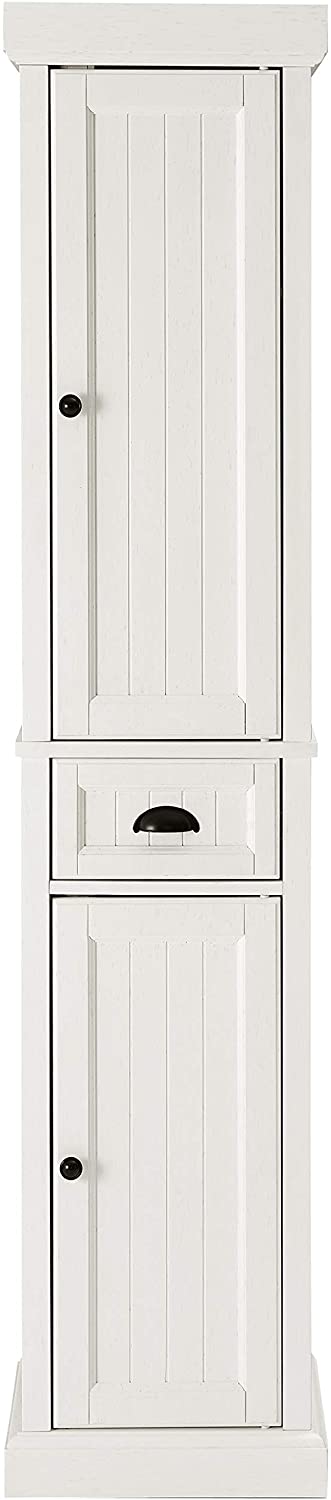 Oakestry Seaside Tall Linen Cabinet, Distressed White