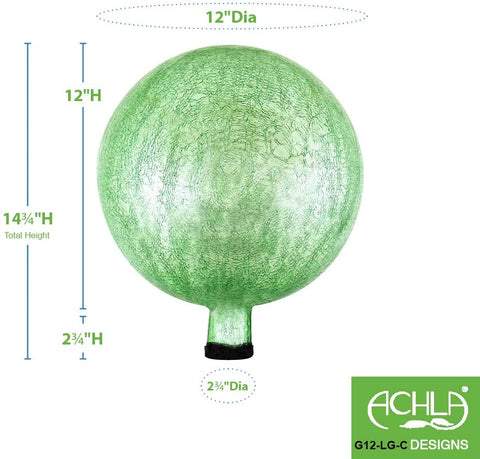Oakestry 12-Inch Crackle Gazing Globe Ball, Light Green