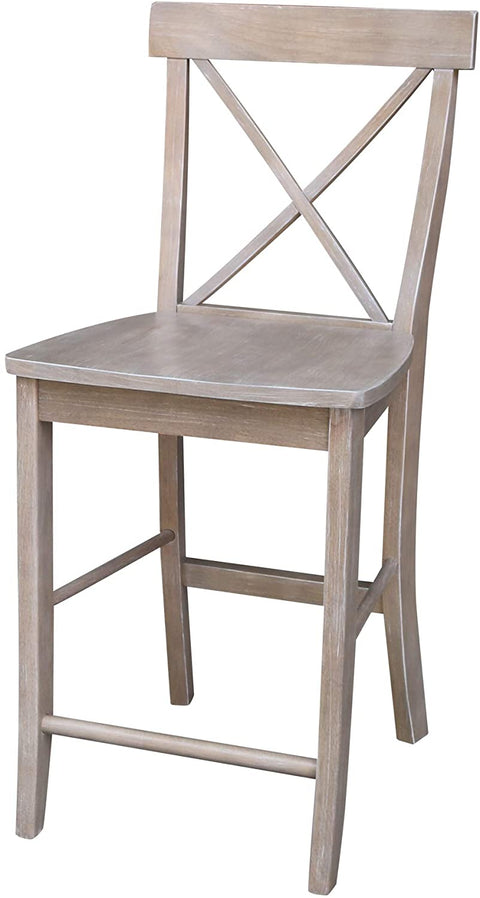 Oakestry X-Back Counterheight Stool-24 Seat Height Stool, Gray